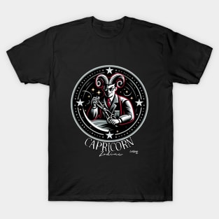 Capricorn's Climb: The Mountain Hero - Pin up Vintage Retro Zodiac Sign T-Shirt